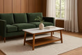 Teamson Home Kingston Coffee Table with Faux Marble Top and Storage Shelf, Walnut