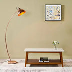 Table basse avec plateau en faux marbre et étagère de rangement, noyer
