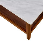 Table basse avec plateau en faux marbre et étagère de rangement, noyer