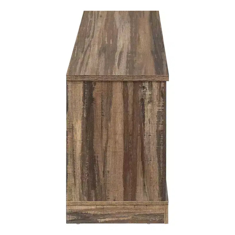 Meuble TV aspect bois recyclé pour téléviseurs jusqu'à 60 pouces avec portes coulissantes de style grange, marron, console média de style moderne-rustique