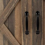 Meuble TV aspect bois recyclé pour téléviseurs jusqu'à 60 pouces avec portes coulissantes de style grange, marron, console média de style moderne-rustique
