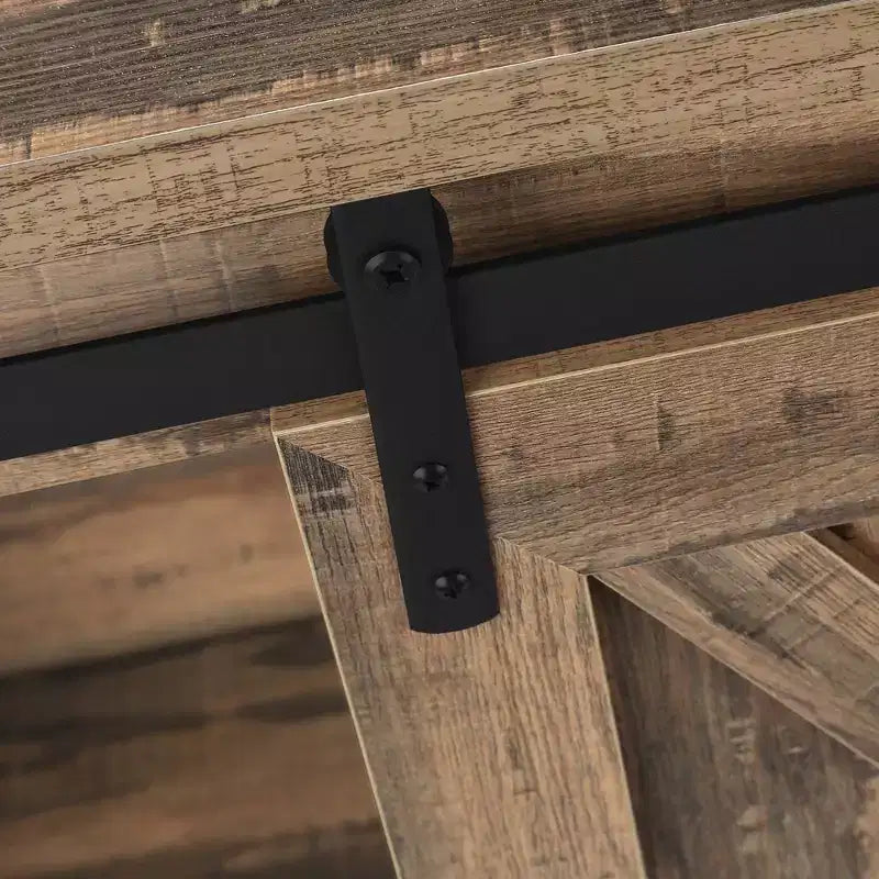 Meuble TV aspect bois recyclé pour téléviseurs jusqu'à 60 pouces avec portes coulissantes de style grange, marron, console média de style moderne-rustique