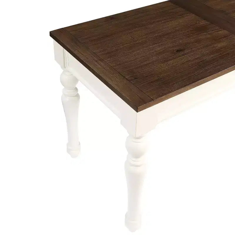 Bureau relevable ivoire/moka, style campagnard, hauteur réglable avec tiroir