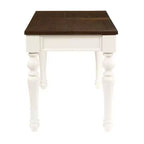 Bureau relevable ivoire/moka, style campagnard, hauteur réglable avec tiroir