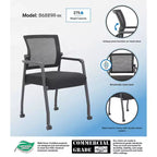 Chaise d'appoint 4 pieds maillée noire : Rembourrée, respirante, hauteur fixe