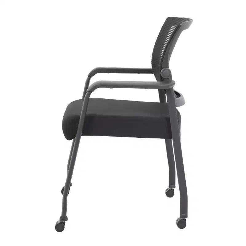 Chaise d'appoint 4 pieds maillée noire : Rembourrée, respirante, hauteur fixe