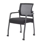 Chaise d'appoint 4 pieds maillée noire : Rembourrée, respirante, hauteur fixe