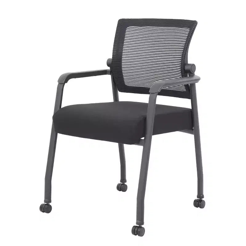 Chaise d'appoint 4 pieds maillée noire : Rembourrée, respirante, hauteur fixe