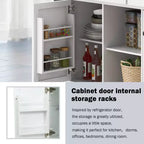 Îlot de cuisine avec plateau abattant, Desserte de cuisine à 5 roulettes, Meuble de rangement et 3 tiroirs
