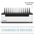 Station de recharge ouverte de bureau, peut contenir jusqu'à 12 appareils, blanche