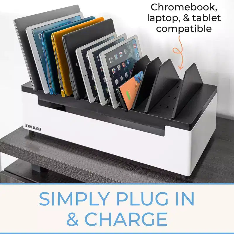 Station de recharge ouverte de bureau, peut contenir jusqu'à 12 appareils, blanche