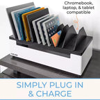 Station de recharge ouverte de bureau, peut contenir jusqu'à 12 appareils, blanche