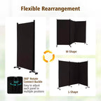 Paravent pliable à 3 panneaux 183 cm sur roulettes verrouillables, Noir/Marron/Gris/Blanc