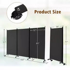 Paravent pliable à 3 panneaux 183 cm sur roulettes verrouillables, Noir/Marron/Gris/Blanc