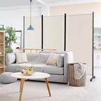 Paravent pliable à 3 panneaux 183 cm sur roulettes verrouillables, Noir/Marron/Gris/Blanc
