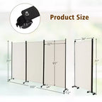 Paravent pliable à 3 panneaux 183 cm sur roulettes verrouillables, Noir/Marron/Gris/Blanc