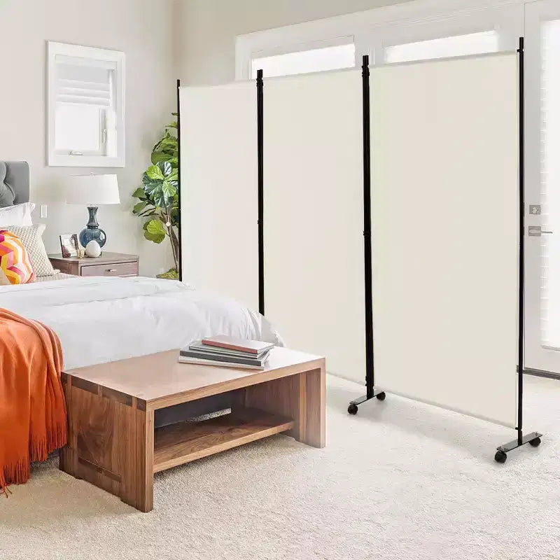 Paravent pliable à 3 panneaux 183 cm sur roulettes verrouillables, Noir/Marron/Gris/Blanc