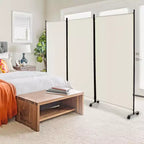 Paravent pliable à 3 panneaux 183 cm sur roulettes verrouillables, Noir/Marron/Gris/Blanc