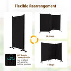 Paravent pliable à 3 panneaux 183 cm sur roulettes verrouillables, Noir/Marron/Gris/Blanc