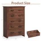 Commode de rangement à 5 tiroirs Armoire haute Meuble de rangement Chambre Couloir Gris foncé/Noyer