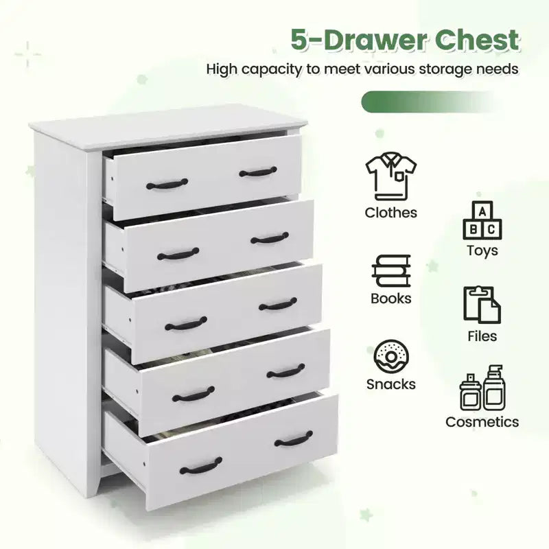 Commode de rangement à 5 tiroirs Armoire haute Meuble de rangement Chambre Couloir Gris foncé/Noyer