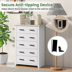 Commode de rangement à 5 tiroirs Armoire haute Meuble de rangement Chambre Couloir Gris foncé/Noyer