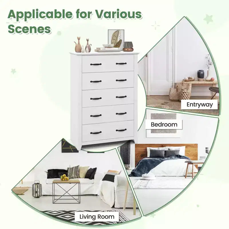Commode de rangement à 5 tiroirs Armoire haute Meuble de rangement Chambre Couloir Gris foncé/Noyer