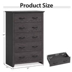 Commode de rangement à 5 tiroirs Armoire haute Meuble de rangement Chambre Couloir Gris foncé/Noyer