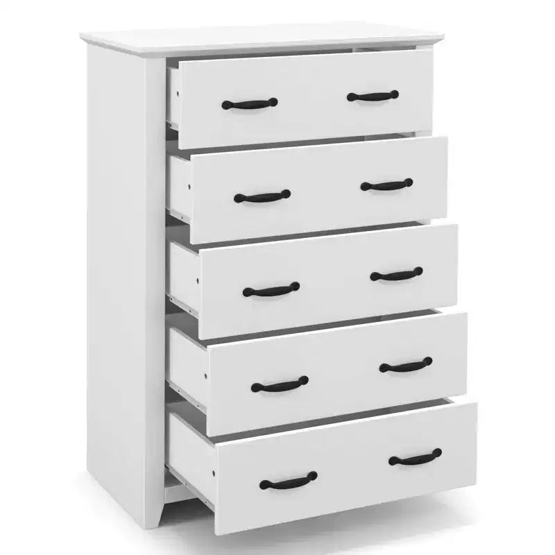 Commode de rangement à 5 tiroirs Armoire haute Meuble de rangement Chambre Couloir Gris foncé/Noyer