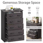 Commode de rangement à 5 tiroirs Armoire haute Meuble de rangement Chambre Couloir Gris foncé/Noyer